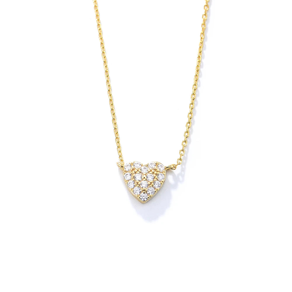 custom jewelry TRENDY Zircon Stone 925 Sterling Silver Heart Gold Charm Pendant Necklace for Gift