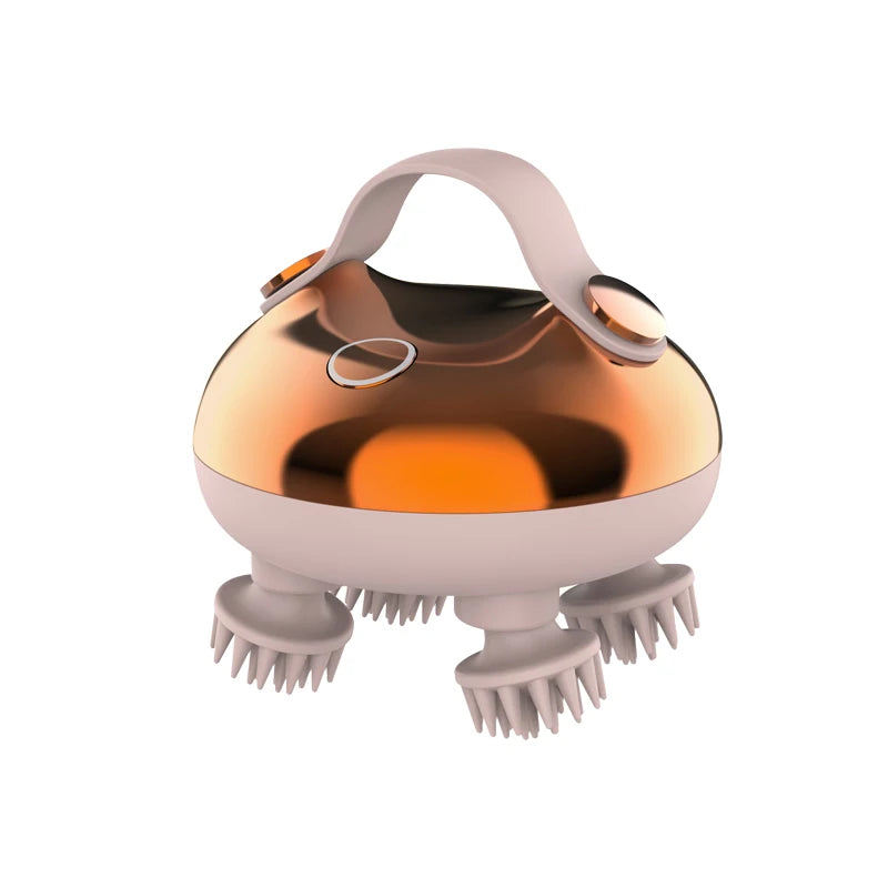 Portable Mini IPX7 Waterproof Rechargeable Head & Scalp Massager with Food Silicone for Muscle Relaxation