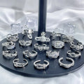 New Fashion Upscale Jewelry Silver Color Full Zircon Belt Buckle Shape Rings Wedding Bride Rings for Women Ladies