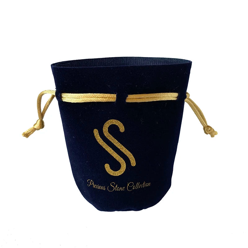 Custom Gold Logo Round Bottom Luxury Velvet Candle Gift Packaging Bags Pouches