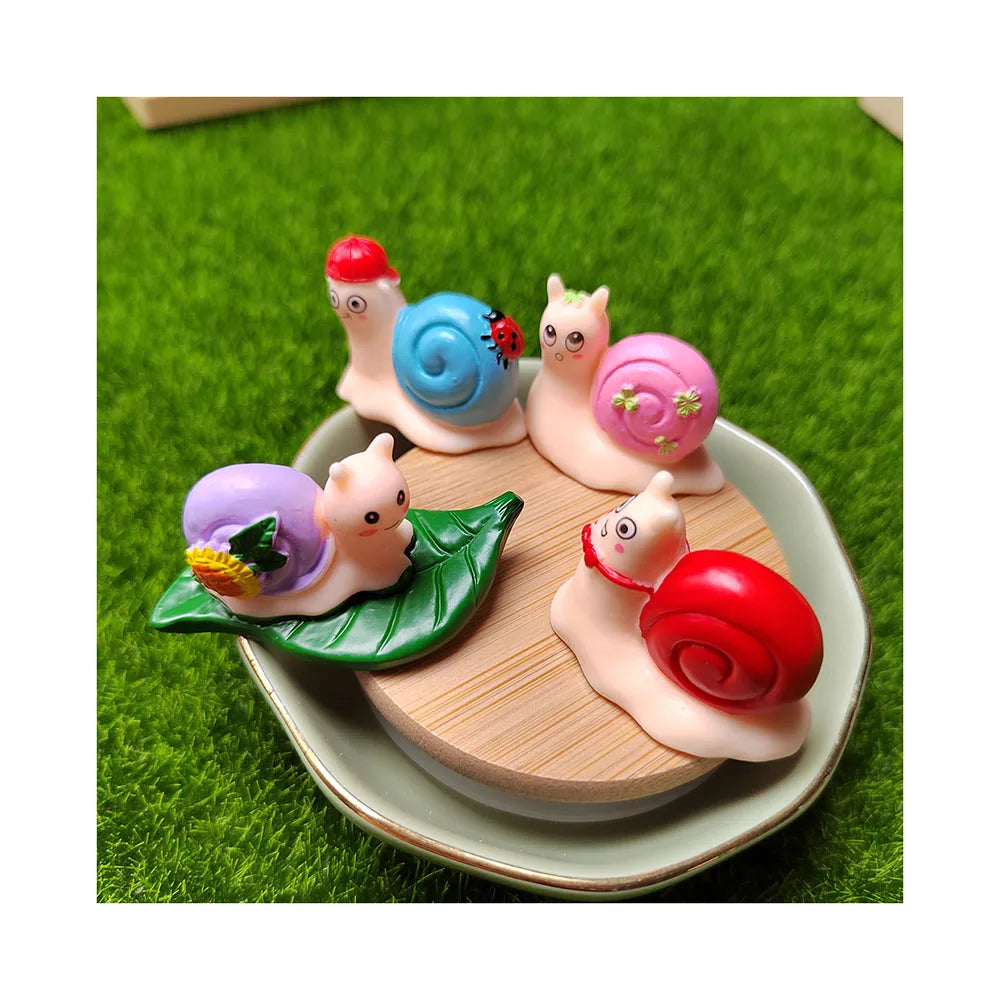Cute Resin Snail Figurine Miniature Statue Decoration for Mini fairy Garden Micro Landscape Cartoon Animal Resin Craft