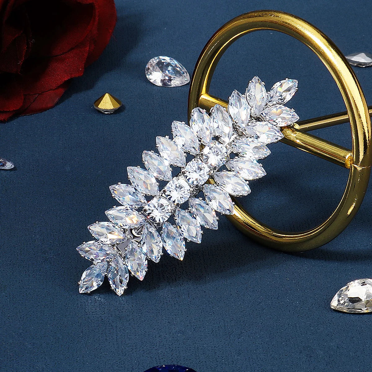 Miallo Elegant Flower Design Zircon Spring Hair Clip Bridal Hair Pins Hair Accessories for Wedding