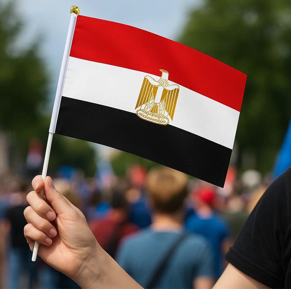 5.5x8.3 Inches Egypt Hand Waving Flag Polyester National Handheld Flag for Parade Event Party Supporter Custom Wholesale