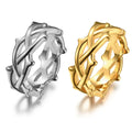 Thorn Vine Braided Stainless Steel Ring PVD Gold Tree Vine Branch Crown of Thorn Love Wedding Ring for Men Women