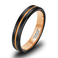 OAHLAN 4mm Tungsten Wedding Bands for Women Men Engagement Rings Rose Gold Thin Grooved Line Tungsten Carbide Ring Size 5-12