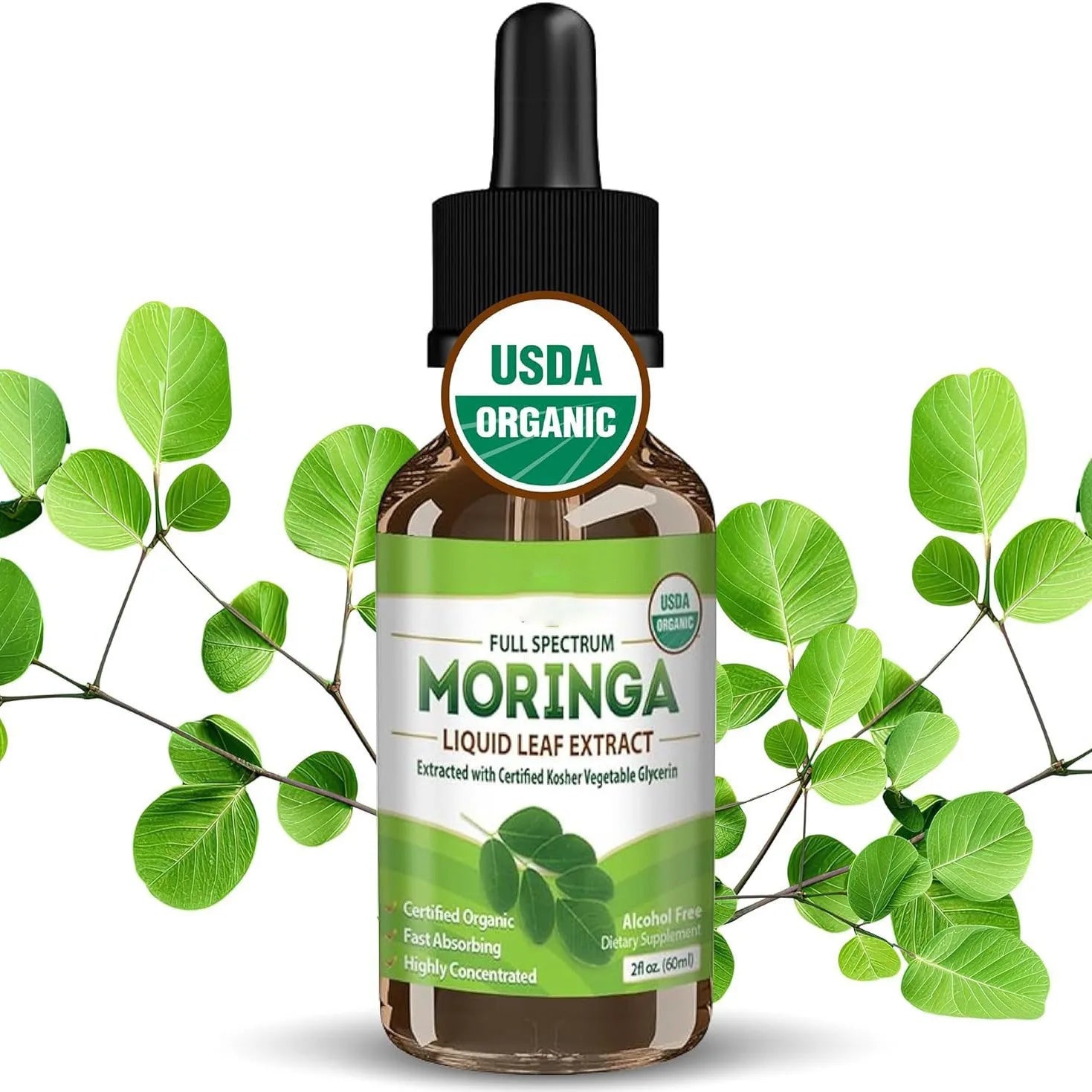 Private Label Moringa Leaf Extract Liquid Drops Pure Oleifera Leaves Black Seed Oil Supplement Support Immune