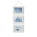Triple Hanging Picture Frame Vertical Collage Picture Frames Rustic Wood Picture Frames on Hemp Rope