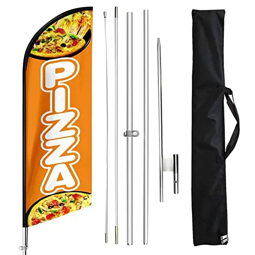 Wholesale Custom Advertising Banners Windless Pizza Flag Pizza Feather Flags Without  Pole Kit and Ground Stake