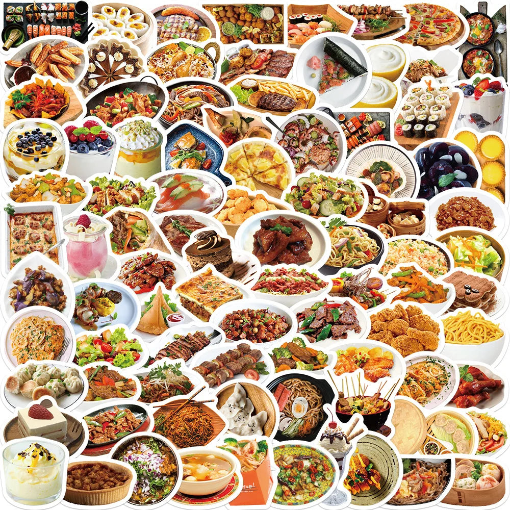 90PCS Global delicious food mixed Italian pizza spaghetti dessert decals