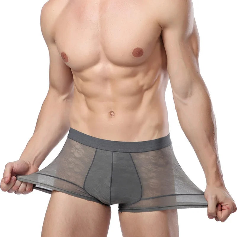 Wholesale Hot Sale Breathable Mens Sexy Underwear Ice Silk Mens Boxer Shorts Elastic Mens Polyester Underwear Boxer