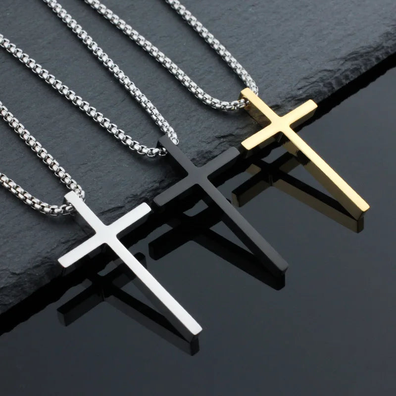 Clothing Accessories Sweater Necklace Non Tarnish Stainless Steel Necklace Black Silver Gold Cross Pendant Necklace to My Son