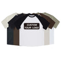 Custom Print Logo Men T Shirt 100% Cotton Raglan Short Sleeve Contrast Color T Shirt for Men Women