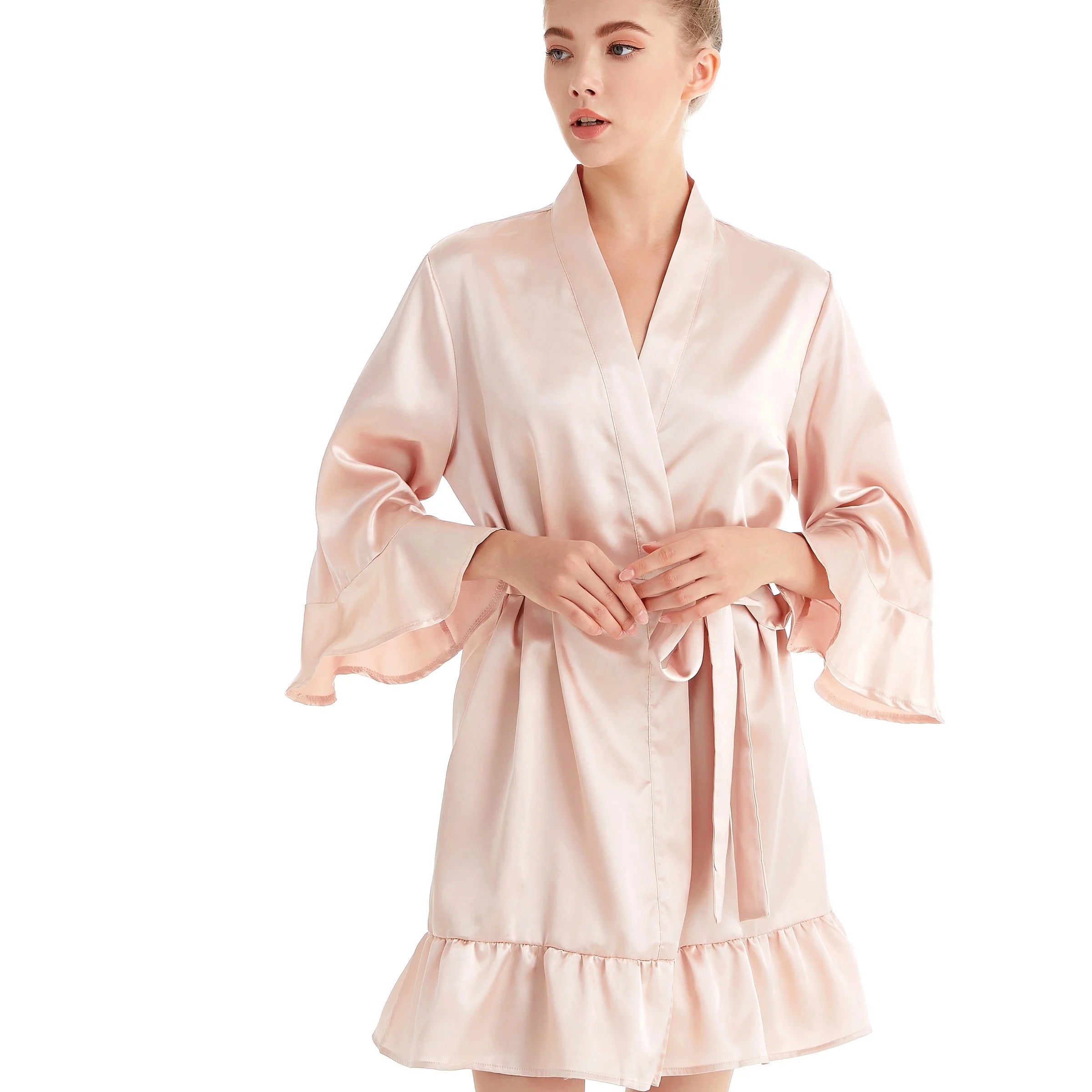 Brides Night Dress Ruffle Sleeves Robe for Bridesmaid Wedding Party