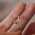 Minimalist 14K Gold Plating Pure 925 Sterling Silver Simple Mini Oval Beaded Stud Earrings for Women Girls Jewelry