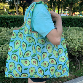 Avacado Fruit Animal Dog Folding Polyester Bags Large Durable Polyester Shopping Bags Monstera Print Reusable Grocery Tote Bags