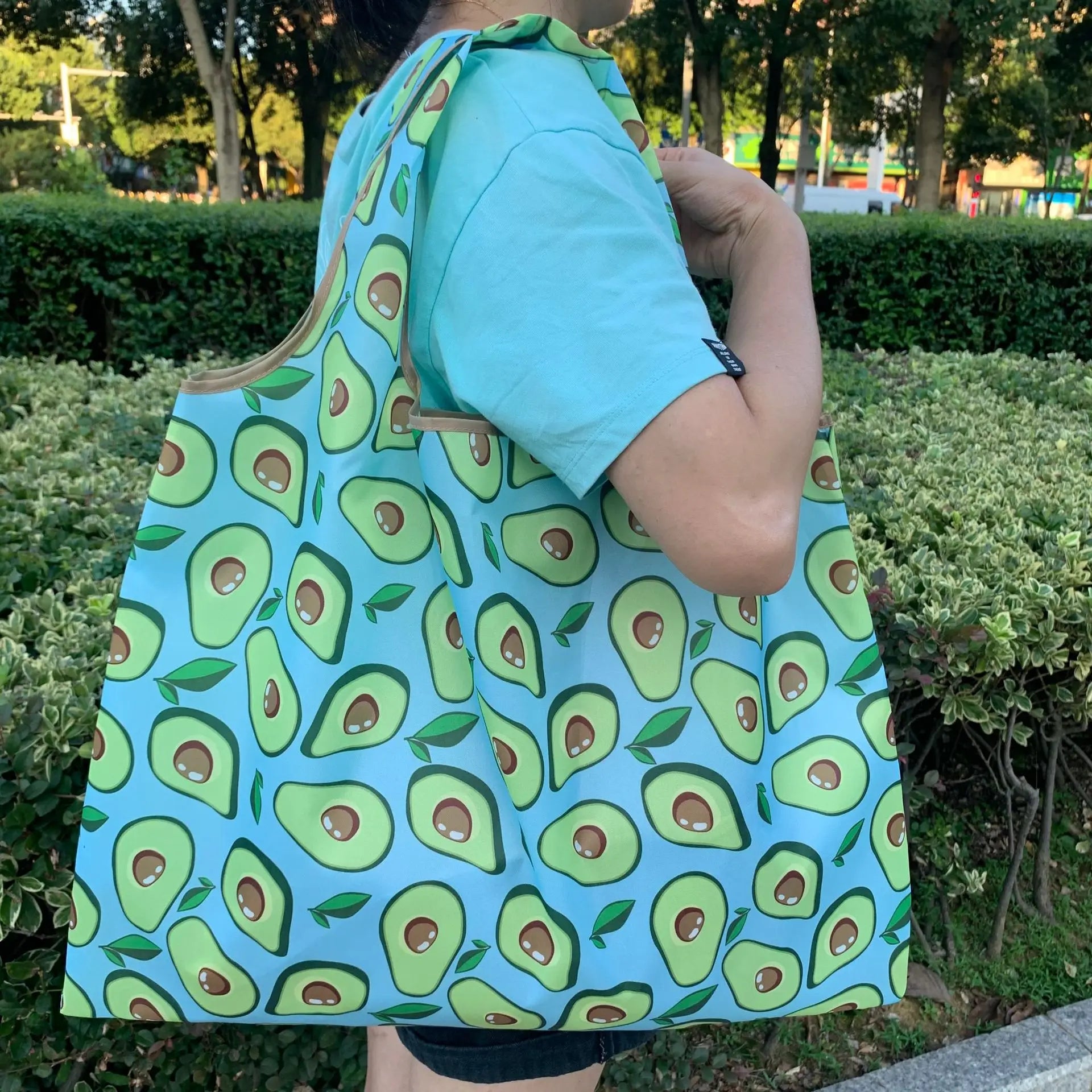 Avacado Fruit Animal Dog Folding Polyester Bags Large Durable Polyester Shopping Bags Monstera Print Reusable Grocery Tote Bags