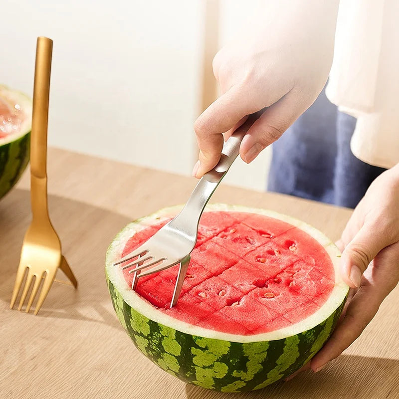 Hot Sale Creative 304 Stainless Steel Watermelon Fork Multifunctional Watermelon Cutting Fruit Fork