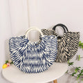 Vintage Bohemian Women's Tote Bag Handmade Straw Beach Bag with Custom Logo for Summer Vacation in Hawaii