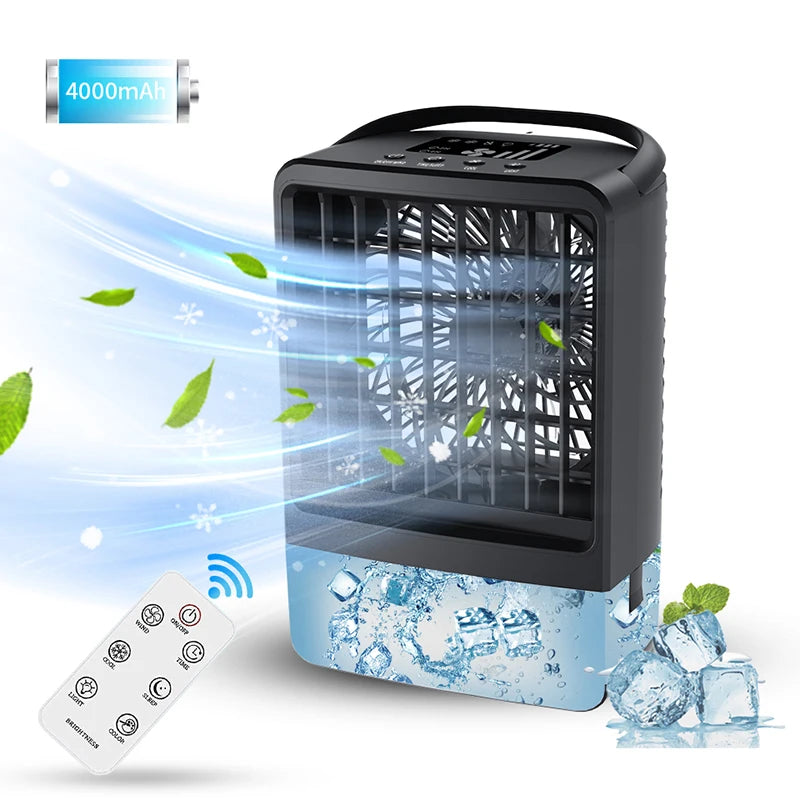 Smart Home Office Desktop 500ML Water Ice Air Cooler Fan 4000mAh USB Portable Mini Cooling Fan
