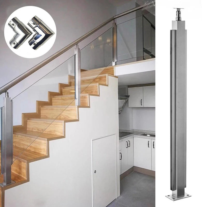Stainless Steel 304 316 Custom Shape Staircase Balustrade Balcony Glass Railing Rust Resistant Flooring Welding Cutting Bending