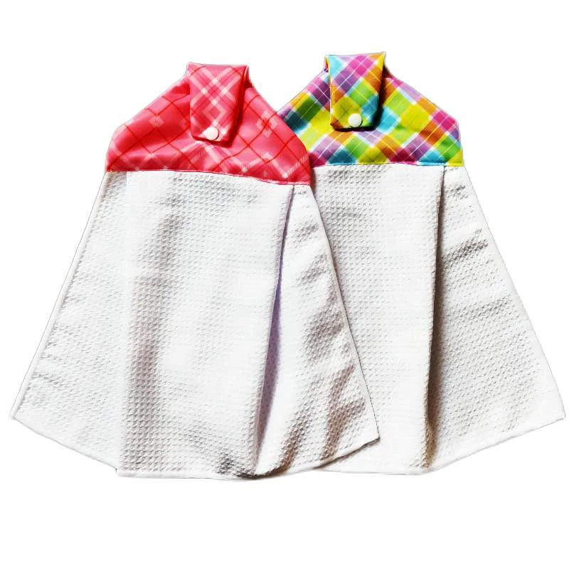 Qualisub New Design Dress Shape Sublimation Waffle Kitchen Towels for Dish Clean and Hand Drying Snap Towels for Heat Press