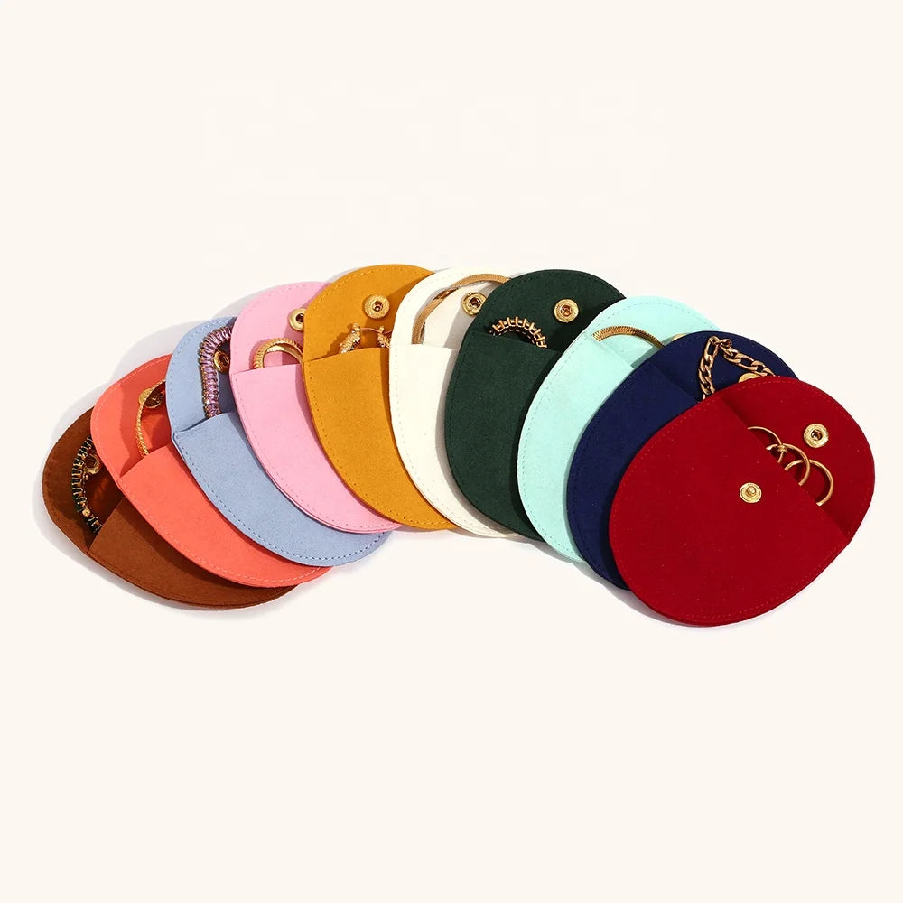 Dingran Custom Jewelry Packaging Microfiber Jewelry Bags Snap Bag Small Cloth Pouch Necklace Ring Organiser