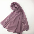 Chiffon Hijab With Pearls Scarf Stones Shawls for Muslim Women Luxury Shawl Hijab