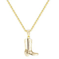 Vintage Cool 18k Gold Necklace Jewelry Creative Shoe Western Cowboy Cowgirl Boot Pendant Necklace