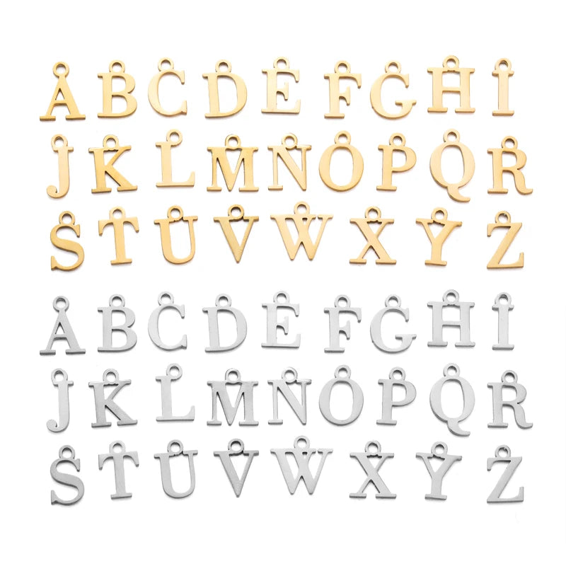2 Colors Stainless Steel Alphabet A-Z Letters Charms for Earring Pendants Diy Jewelry Accessories 6*8 mm S128