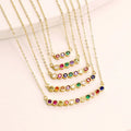 NZ1375 Fashion Dainty 18K Gold Plated Cubic Zirconia CZ Diamond Curved Bar Tennis Chain Necklace