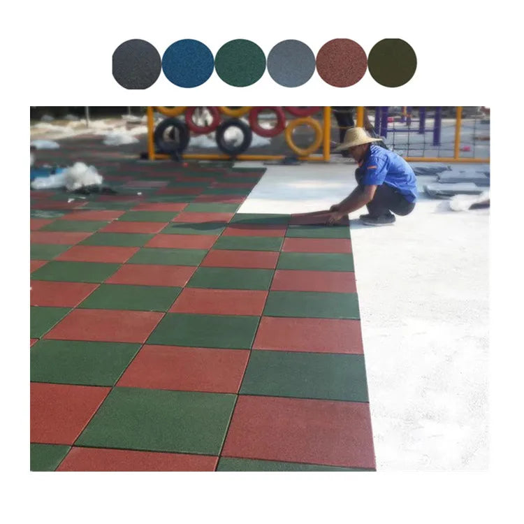 Anti Slip Indoor Outdoor Park School Kindergarten Playground Rubber Tile Gym Rubber Floor Mat Playground Tiles