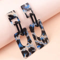 YL European American Vintage Long Distinctive Leopard Print Acrylic Drop Earrings Hollow Rectangular Ear Jewelry for Women