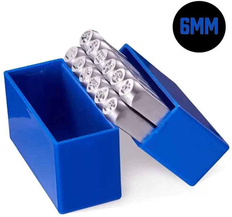 12 Packs (6mm 1/4") Constellations Theme Design Metal Stamp Punch with Tool Case for Jewelry Leather Wood Stamping 12 Zodiac
