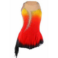 For LIUHUO Gradient Orange Black Dress for Girls Women Ice Dance Performance Wear Ballroom Competition Latin Costume for Adults