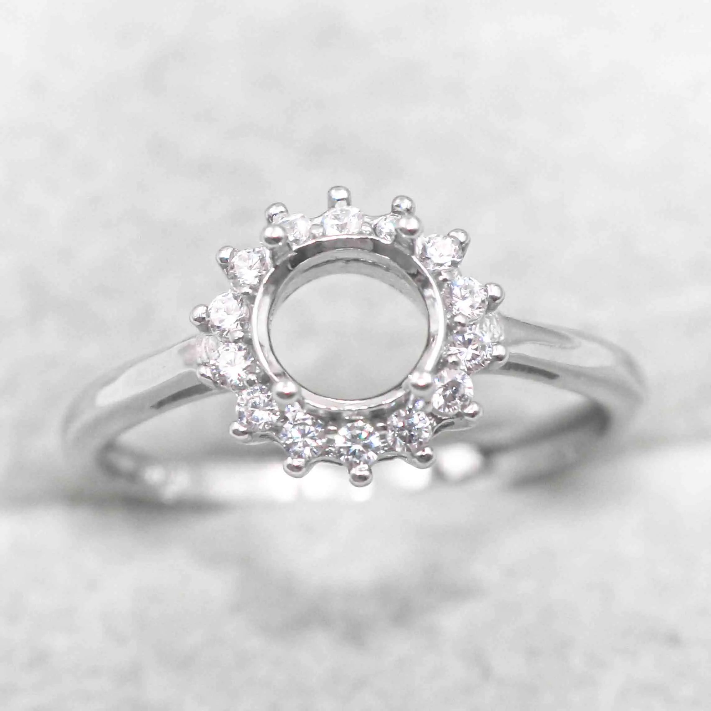 Sterling Silver 6mm/7mm/8mm/9mm Semi Mount Ring Frame Empty Blank Support Setting S925 Base Without Center Stone for Inlay DIY