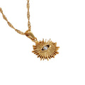 18K Real Gold Plated Stainless Steel Devil Eye Pendant Necklace with Zircon Turkish Evil Eyes for Weddings and Parties