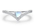 Wholesale Fashion Jewelry Love Heart Moonstone Wedding Rings Cubic Zirconia S925 Sterling Silver Ring for Women Birthday Gifts