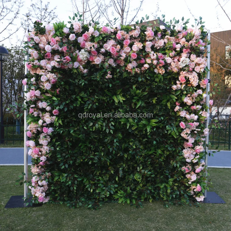 3D Customize Size Wedding Arrangement Decoration Green Grass Leaves Artificial Flower Wall Backdrop