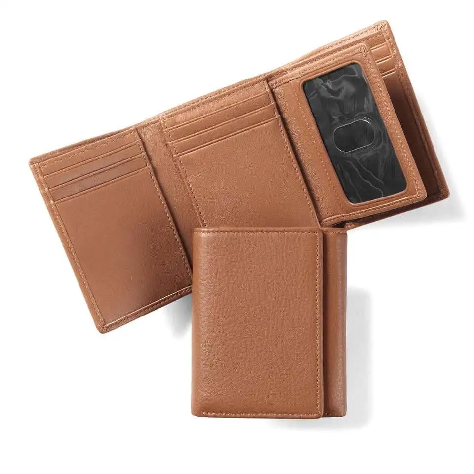 Manufacturer Wholesale RFID Designer Wallets With Removable ID Card Holder Genuine Leather Trifold ID Credit Card Case