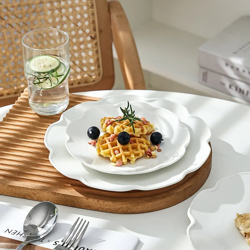 Solhui Ceramic Western Ins White Steak Plates Home Dish Breakfast Dessert Plate