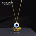 Little Ant Jewelry Evil Eye Necklace Stainless Steel Turkish Eye Heart Pendant Necklace