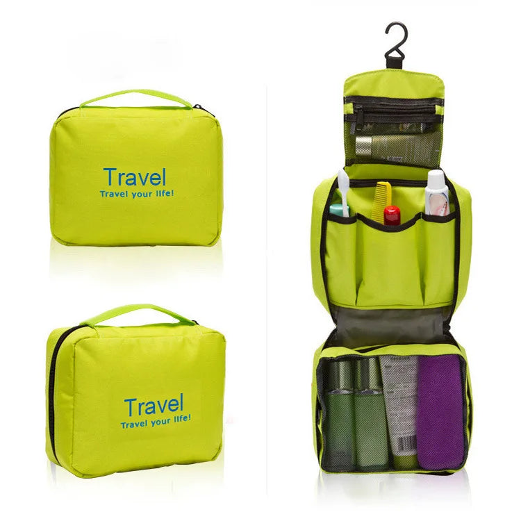 Customized Logo Waterproof Zipper Toiletry Cosmetic Bag Multi-Fuctional Travel Makeup Organizer Hanging Folding Toiletry Bag