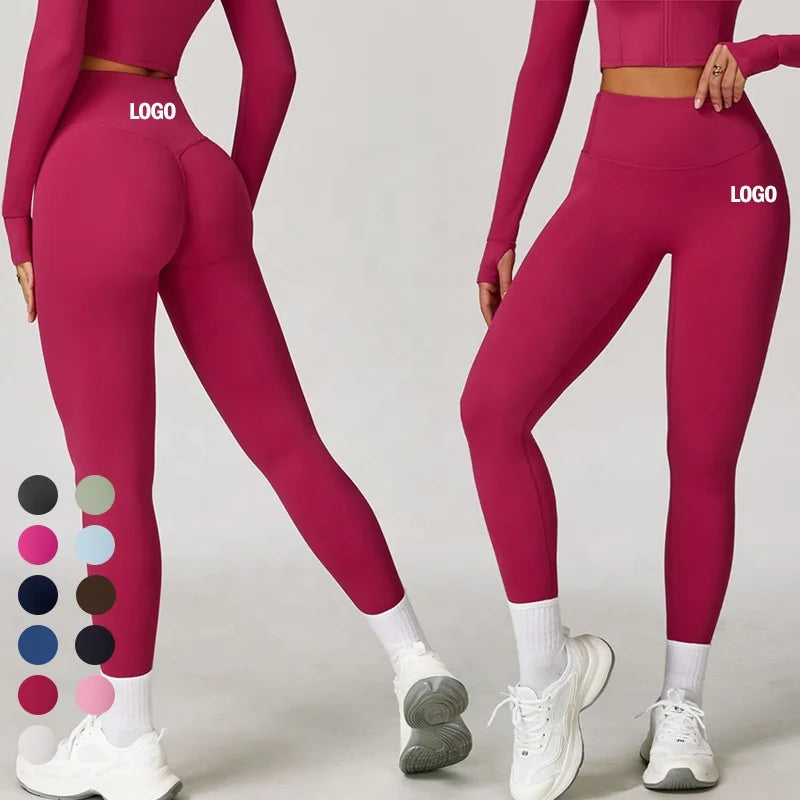 Custom Logo Yoga Pants Women Workout Gym Fitness Clothing Scrunch Butt Leggings Tummy Control Non See Through Yoga Leggings