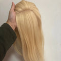 European Hair Wig Blonde Topper Silky Straight Cuticle Aligned Hair Toupee Silk Topper