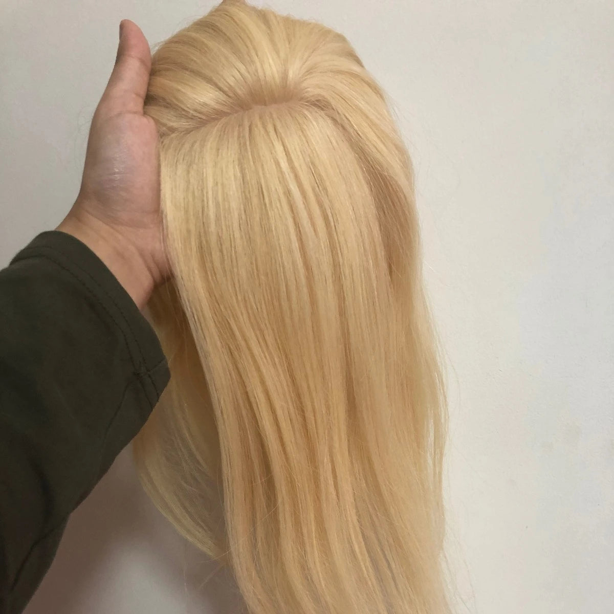 European Hair Wig Blonde Topper Silky Straight Cuticle Aligned Hair Toupee Silk Topper