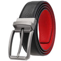 LY35-ZZ4026-5 35mm Rotating Pin Buckle Belt Luxury Men's Reversible Belt Black Genuine Cow Hide Leather with Alloy Pin Buckle
