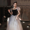 Ladies Party Gown Luxury Bubble Short Sleeve Maxi Evening Prom Dresses