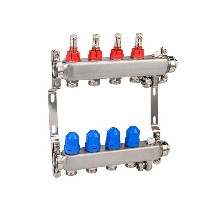Modern Design Stainless Steel Underfloor Heating Manifold Collector with Flow Meter for Hotel Applications