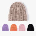 Sewingman B0446 Solid Color Cuffed Jacquard Beanies Winter Hats for Women