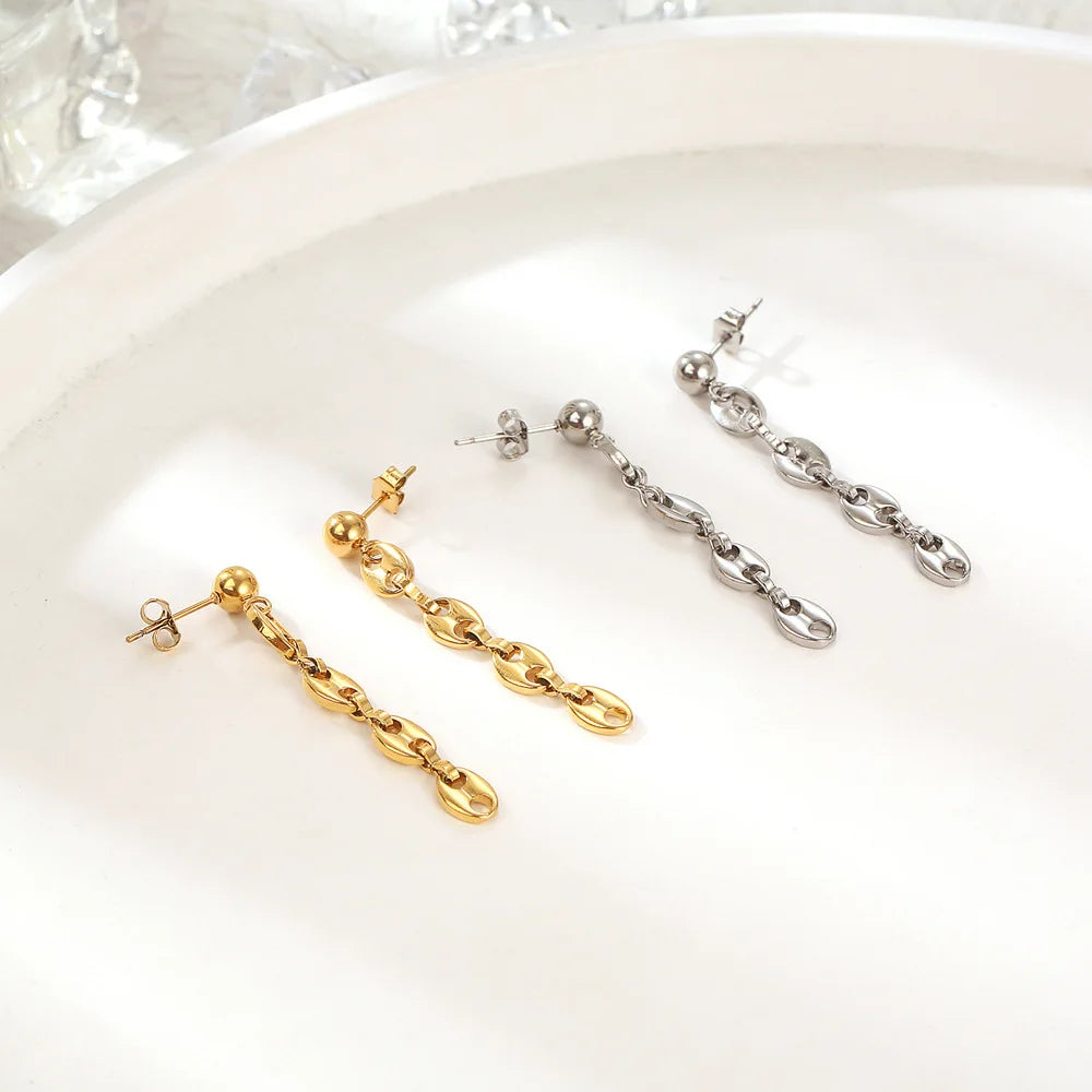 Wholesale Custom Stainless Steel Jewelry 18K Gold Plated Coffee Bean Earrings Women Jewelry Bijoux En Acier Inoxydable